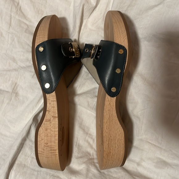 Dr Scholls Original Collection size 7 (38) Wood Clog Sandal in Blue Leather - Picture 10 of 13